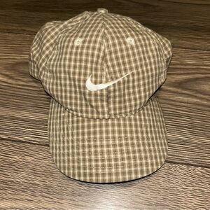 Vintage Nike Tan Checkered SnapBack Hat